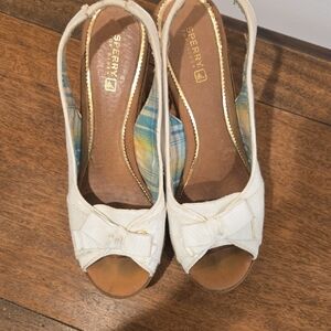 Sperry White Espadrille Shoes with Peep-Toe Design